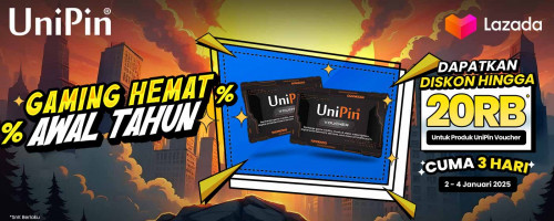 Gaming Hemat Awal Tahun dari UniPin di Lazada! Diskon UniPin Voucher Hingga 20 Ribu Terbatas Cuma 3 Hari
